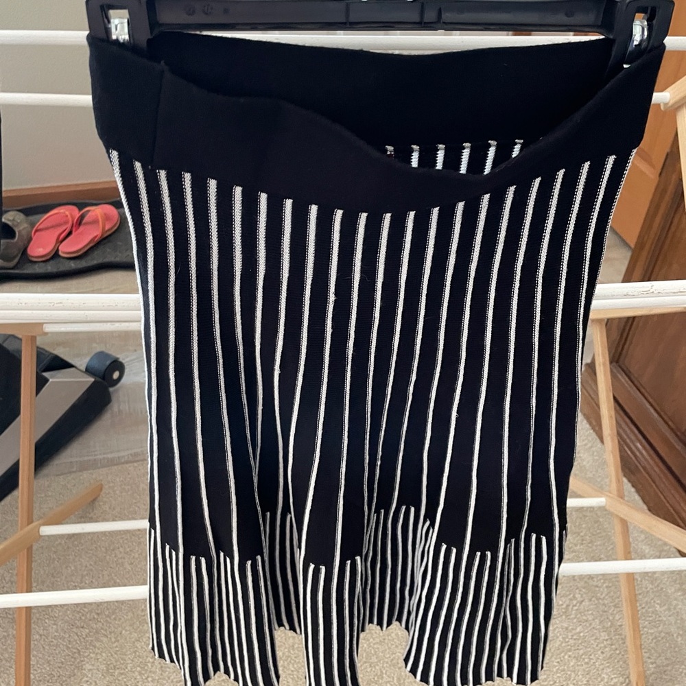 Scarlett Black and White Striped Skater Skirt